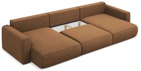 Terrakotta színű kinyitható-tárolóhelyes (U alakú) sarokkanapé Kapua – Makamii