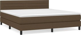 vidaXL sötétbarna szövet rugós ágy matraccal 180 x 200 cm