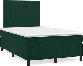 vidaXL sötétzöld bársony rugós ágy matraccal 120 x 200 cm