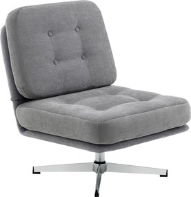 HOMCOM 360° forgó chenille pihenőfotel — extra széles, párnázott olvasófotel fém lábakkal, világosszürke | Aosom