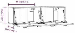2 db betonszürke szerelt fa faliszekrény 80 x 35 x 36,5 cm
