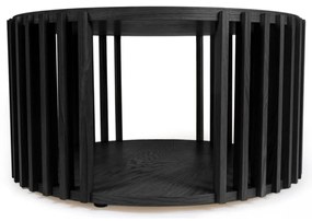 Drum fekete tölgyfa dohányzóasztal, ø 83 cm - Woodman
