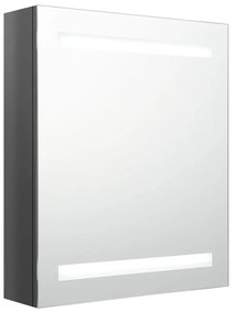 fényes szürke LED-es tükrös fürdőszobaszekrény 50 x 14 x 60 cm