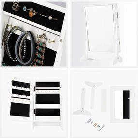 Brandy 02 Ékszerszekrény Tükörrel + Polcokkal 5775 Fehér N