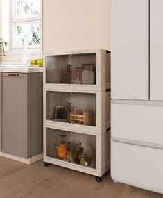 Összecsukható szekrény, fehér/barna, műanyag, POSA TYP 2