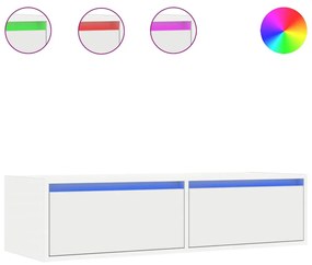 TV szekrény LED világítással fehér 100X35,5x25 cm