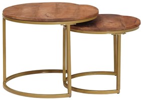 vidaXL Fészkelt Kávézó Asztalok 2 pcs Méz barna Tömör mangófa és acél