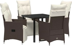 vidaXL Kert étkező szett párnával 5 pcs Barna polirattan