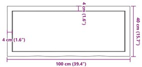 világosbarna kezelt tömör fa fürdőszobai pult 100x40x(2-4) cm