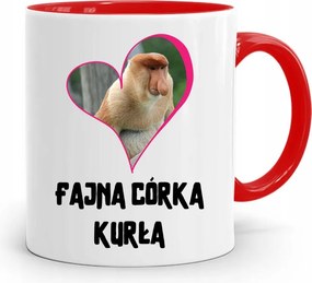 Piros Bögre Ajándék Lányának Hűvös Lánya Tyúk nyomtatott fényképpel