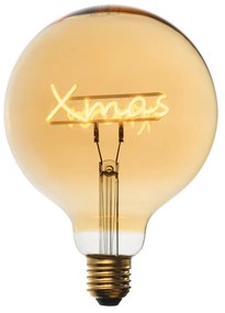 Karácsonyi E27 LED izzó Xmas felirattal, szálas G125 borostyán 1.8W 100 lm 1800K