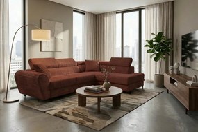 Jobb oldali, ággyá alakítható sarokkanapé TIL Téglavörös