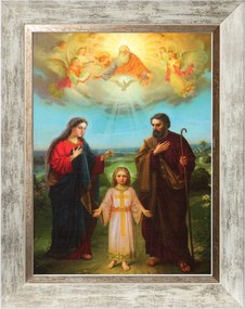 Szentháromság Szakrális Kép Fehér Díszkeretben 30X40