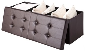 Casaria® Tárolódoboz csuklós tetővel barna - 115x38x38cm