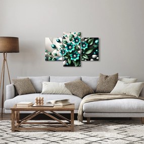 Kép - 3D türkiz virágok (90x60 cm)