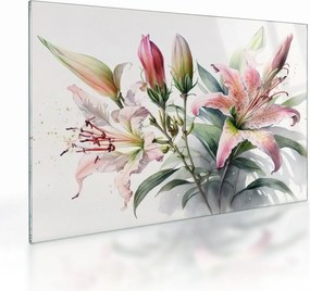Üveg kép - Liliomok, illusztrációk (70x50 cm)
