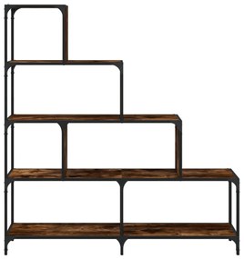 4 szintes füstölt tölgy szerelt fa könyvespolc 139x33,5x149 cm