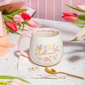 Világos rózsaszín porcelán bögre 450 ml Mama You Are Blooming – Sass &amp; Belle