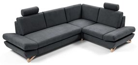 Kihúzható, jobbos L-alakú kárpitozott sarokkanapé tárolóval AVESTA, antracit