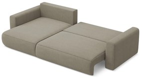 Világosbarna kinyitható-tárolóhelyes sarokkanapé (bal oldali-heverő résszel) Kapua – Makamii