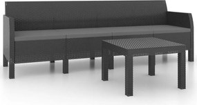 vidaXL 2 részes antracit PP rattan kerti bútorgarnitúra párnákkal