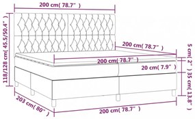 kék szövet rugós és LED-es ágy matraccal 200 x 200 cm