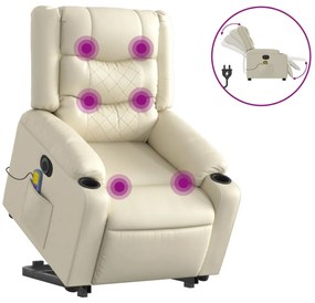 vidaXL elektromos krémszínű műbőr felállást segítő masszázsfotel