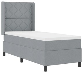 Boxspring Ágy Matraccal és LED Fénnyel Szürke 90x190 cm Szövet