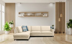 Széthúzható ülőgarnitúra, krémszínű, balos, ERMON ROH