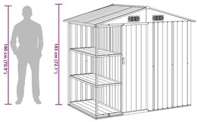 szürke vas kerti fészer állvánnyal 205 x 130 x 183 cm