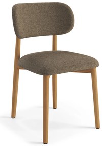 MAZZONI EXPORT ALMO Barna Taupe (Monza 40 szövet)/lakkozott tölgyfa váz - RETRO BOUCLÉ FA SZÉK NAPPALIBA ÉTKEZŐBE KONYHÁBA