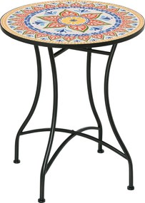 Outsunny Kültéri Asztal Ø60 cm, Időjárásálló Fém Terasz Asztal, Kültéri Étkezőasztal, Kemping Asztal, Kerek Terasz Asztal Kertre, Teraszra, Balkonra P