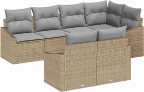 vidaXL Kanapé Szett párnával 7 pcs Bézs polirattan