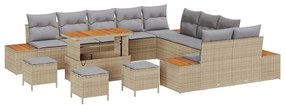 vidaXL Kerti Kanapé Szett 14 pcs Bézs polirattan