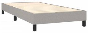 világosszürke szövet rugós és LED-es ágy matraccal 90x190 cm