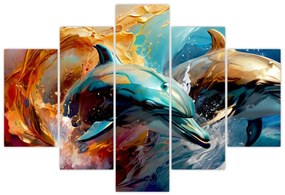 Kép - Delfin festmény (150x105 cm)
