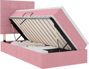 vidaXL Ágy tárolóval és matraccal Rózsaszín 90 x 200 cm Bársony
