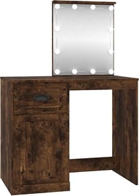 vidaXL füstös tölgy színű szerelt fa LED-es pipereasztal 90x50x132,5cm