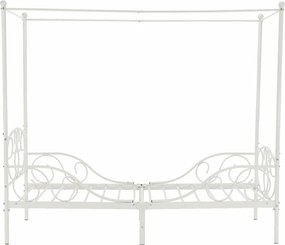 Fém ágyégbolttal, fehér, 90x200, ADELISA