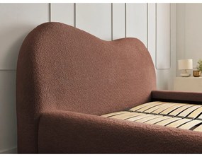 Narancssárga kárpitozott ágyneműtartós franciaágy ágyráccsal 140x190 cm Orlane – Bobochic Paris