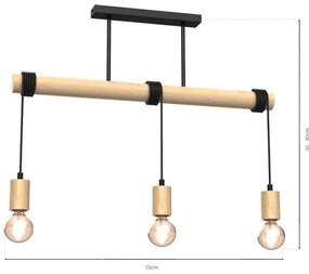 Felületre szerelhető csillár VIGA 3xE27/60W/230V fa