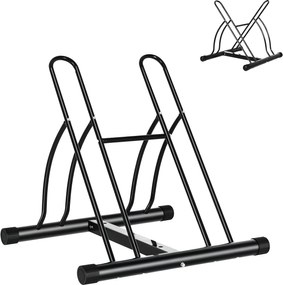 HOMCOM 2-Biciklis Parkoló Állvány - Stabil és Könnyen Összeszerelhető - Csúszásmentes Pad - Tubuláris Fém - 60x54x57 cm - Fekete | Aosom