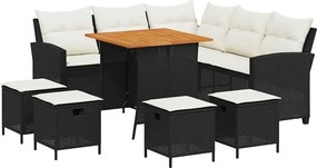 vidaXL 6 részes fekete polyrattan kerti ülőgarnitúra párnával L-alakú