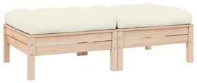 vidaXL kétszemélyes tömör fenyőfa kerti kanapé krémszínű párnákkal