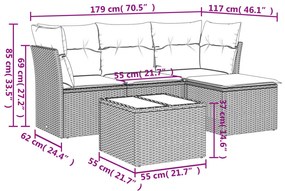 5 részes bézs polyrattan kerti ülőgarnitúra párnákkal