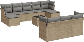 vidaXL 11 részes bézs polyrattan kerti ülőgarnitúra párnákkal