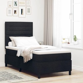 Box Spring Ăgy Matraccal, Fekete 90x200 cm Szövet