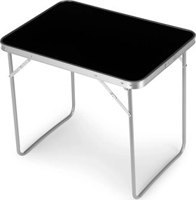 Kerti asztal, MultiGarden GMFC-FY8060, fekete, 80 x 60 cm, összecsukható, magasság: 70 cm, bőrönddé hajtható, hordfogantyúval, teherbírás: 30 kg