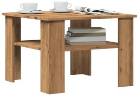 kézműves tölgy színű szerelt fa dohányzóasztal 60x60x42 cm