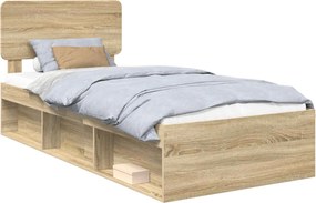 vidaXL Ágykeret fejtámlával Sonoma 100 x 200 cm Tömör fenyőfa